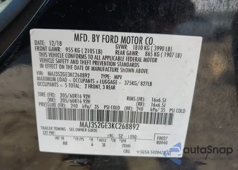 2019 Ford Ecosport Se from USA, damaged, VIN MAJ3S2GE3KC268892